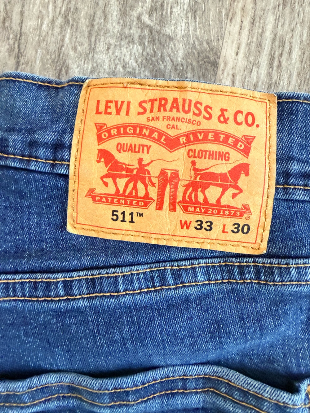 Levi's 511 Slim Fit Mens Stretch Jeans Medium Wash 33x30 Measures 32X29 EC - Picture 6 of 11